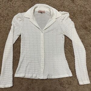 Philosophy White Textured Women's Button-Down Shirt A-120